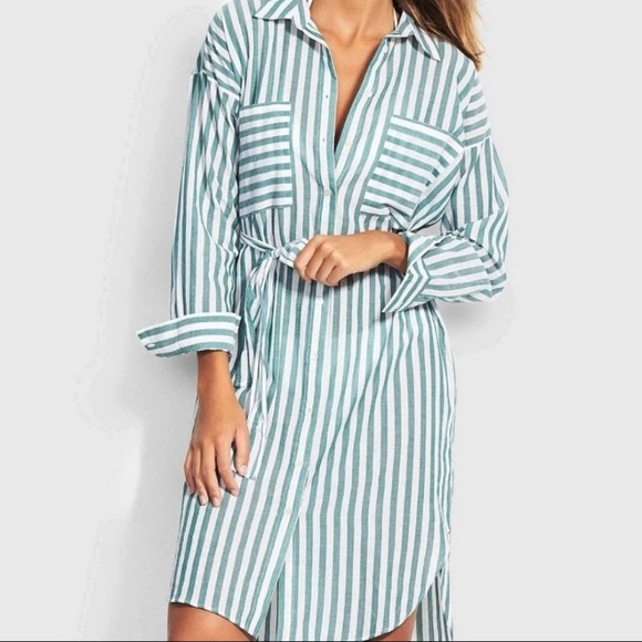 Seafolly striped beach dress green and white S - Picture 2 of 5